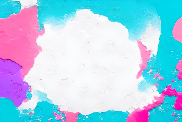 une peinture d'un nuage blanc avec de la peinture rose et bleue.