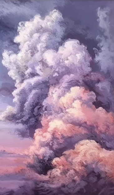 Une peinture d'un nuage de fumée et de fumée