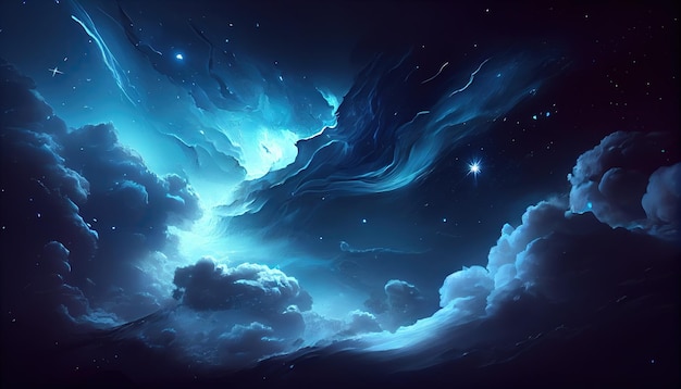 Une peinture de nuages et d'étoiles dans le ciel nocturne AI générative