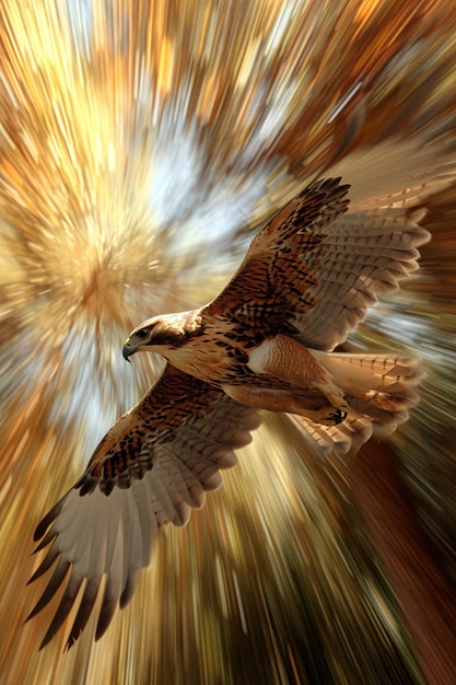 Photo peinture numérique capturant le moment dramatique d'un faucon plongeant pour sa proie