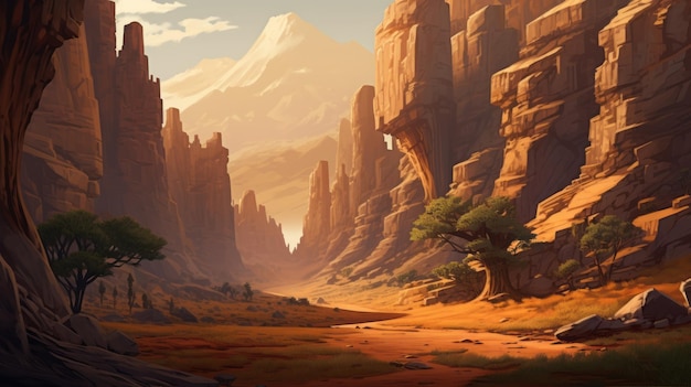 Peinture numérique du paysage du Golden Canyon avec des paysages vivants