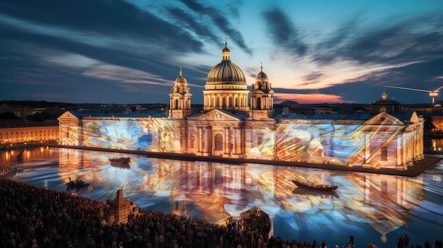 une peinture numérique d'une église avec une grande image d'un grand écran avec les mots " la période de l'année "