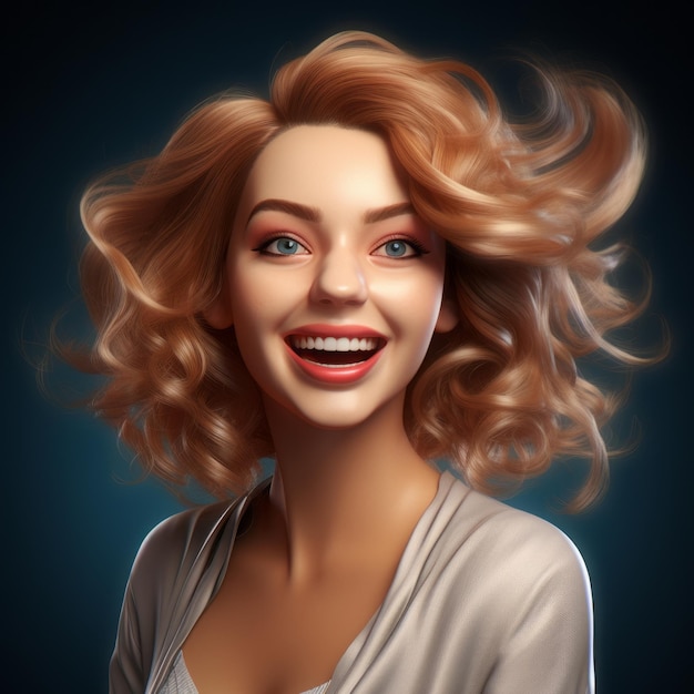 une peinture numérique d'une femme aux cheveux bouclés