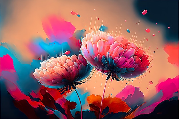 Peinture numérique d'illustration de fleurs abstraites