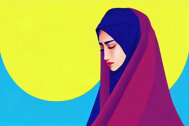 Peinture numérique Iranienne portant le hijab