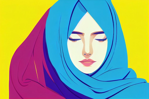 Peinture numérique Iranienne portant le hijab