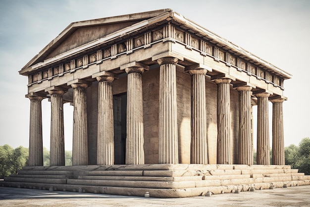 Photo une peinture numérique d'un temple avec des colonnes et des colonnes.