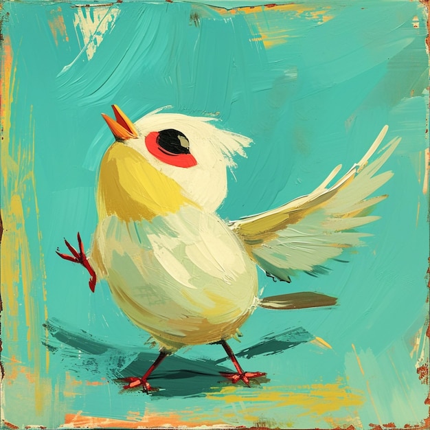 peinture d'un oiseau avec un bec rouge et un bec jaune génératif ai.