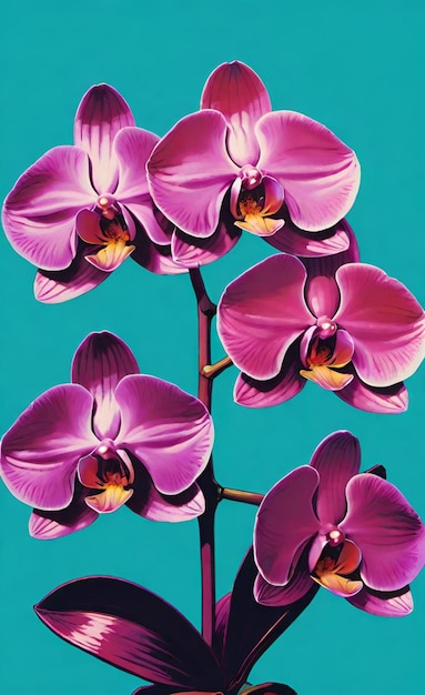 Photo une peinture d'une orchidée violette avec le mot orchidée dessus