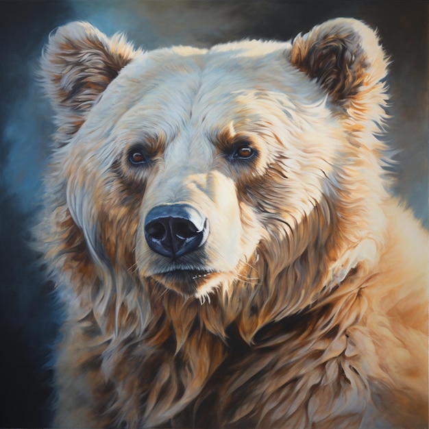 peinture d'un ours brun avec un fond noir