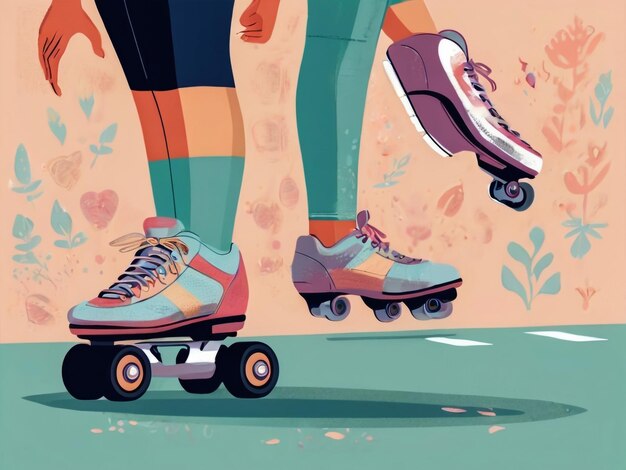 une peinture d'une paire de patineurs avec les mots " le bas de l'image "