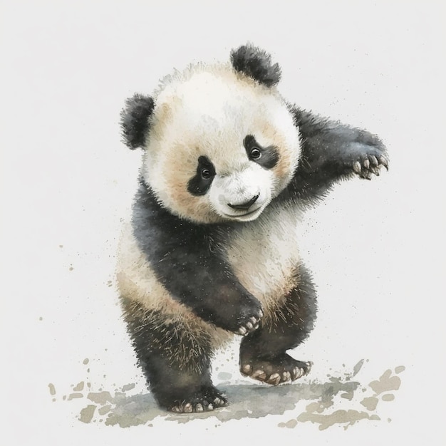 Peinture d'un panda avec un fond blanc ai génératif