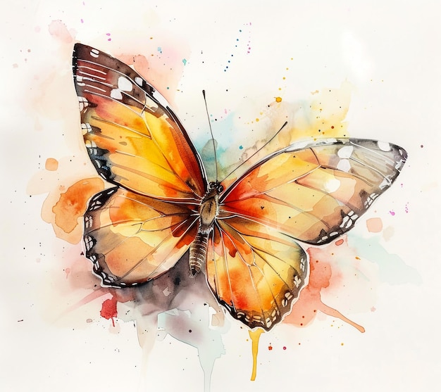 une peinture d'un papillon avec un fond coloré