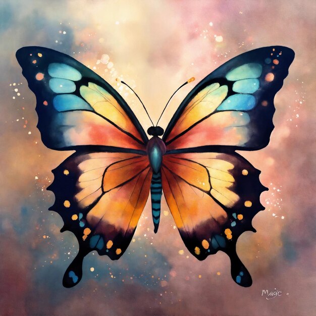 une peinture d'un papillon avec les mots papillon dessus