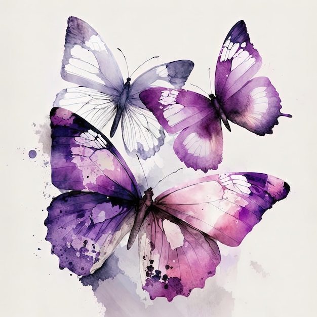 Une peinture de papillons violets aux ailes violettes.