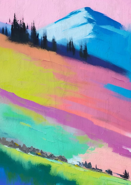 Peinture de paysage abstrait moderne coloré