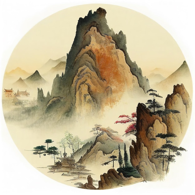 Peinture de paysage à l'aquarelle chinoise