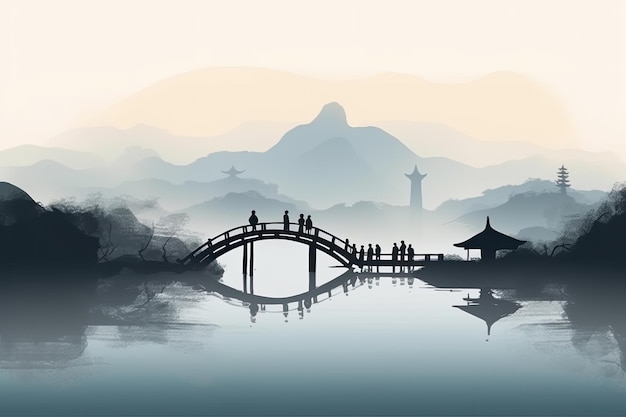 Peinture de paysage de jardin chinois