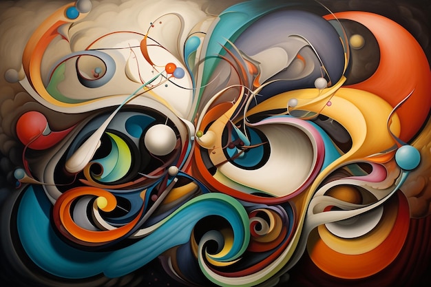 Peinture d'une peinture abstraite colorée avec beaucoup de couleurs générative ai