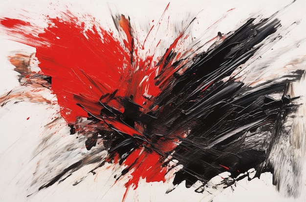une peinture d'une peinture abstraite noire et rouge.