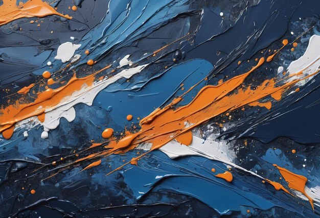 une peinture d'une peinture bleue et orange avec de la peinture orange et blanche