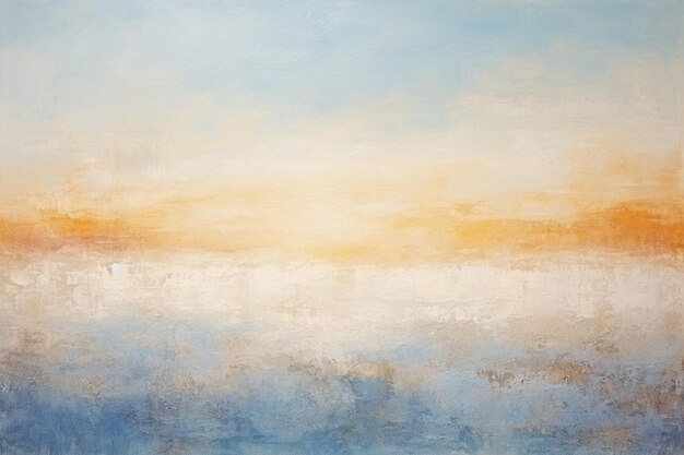 peinture d'une peinture d'un ciel bleu et orange avec un horizon blanc et jaune ai générative