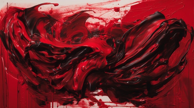 Une peinture de peinture rouge avec le mot amour dessus