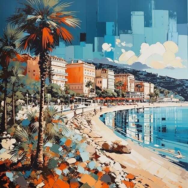 Photo peinture de la plage de monte carlo