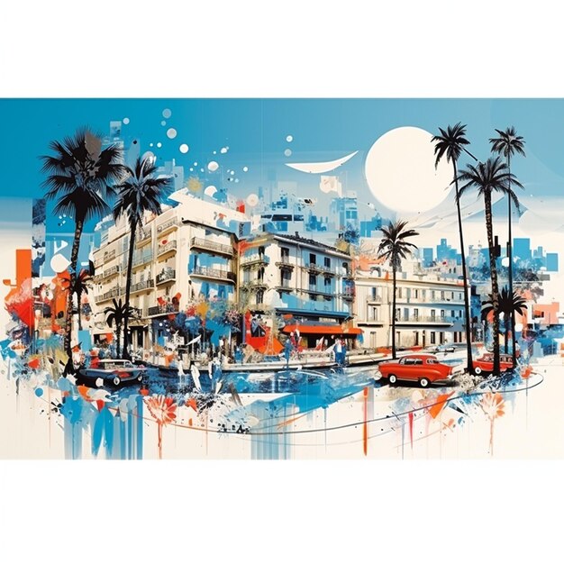 Photo peinture de la plage de monte carlo