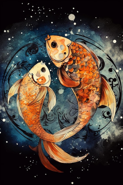 Une peinture d'un poisson koi