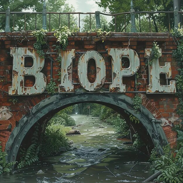 Une peinture d'un pont sur une rivière