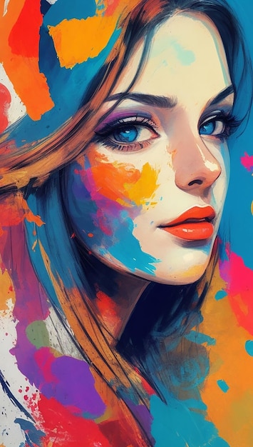 Peinture de portrait d'une belle femme illustration abstraite d'une belle fille closeu conceptuel