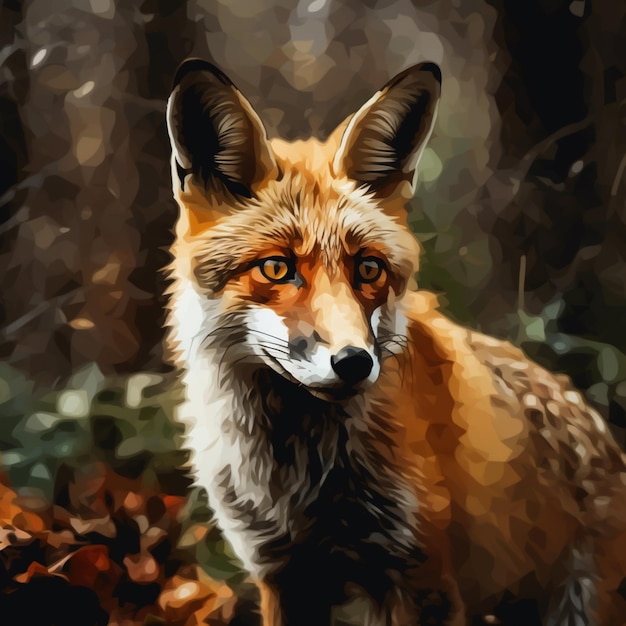 Une peinture d'un renard dans les bois