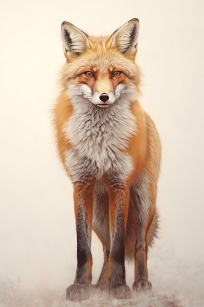 une peinture d'un renard avec de la fourrure brune et de la fur blanche