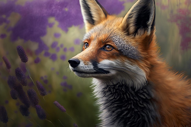 Une peinture d'un renard avec le mot fox dessus