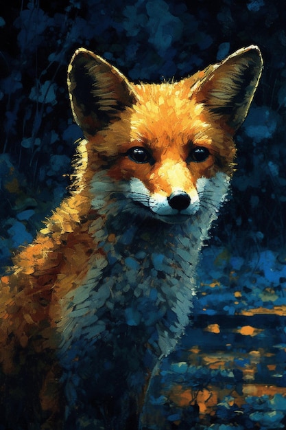 Une peinture d'un renard avec le mot fox dessus