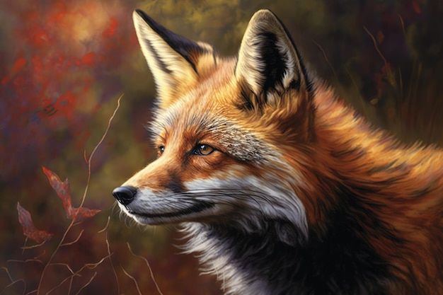 Une peinture d'un renard roux Generative AI
