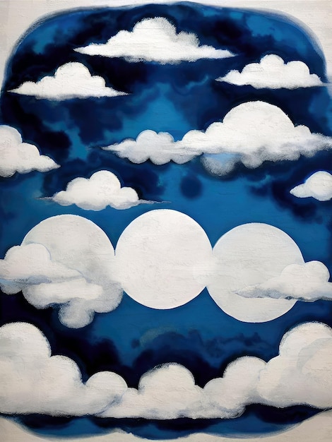Photo une peinture rétro d'un ciel avec des nuages reproduction artistique