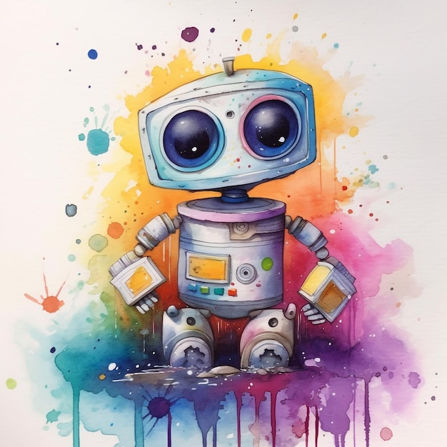 Une peinture d'un robot qui s'intitule robot.