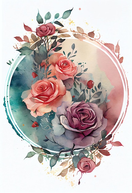 Une peinture de roses dans un cercle