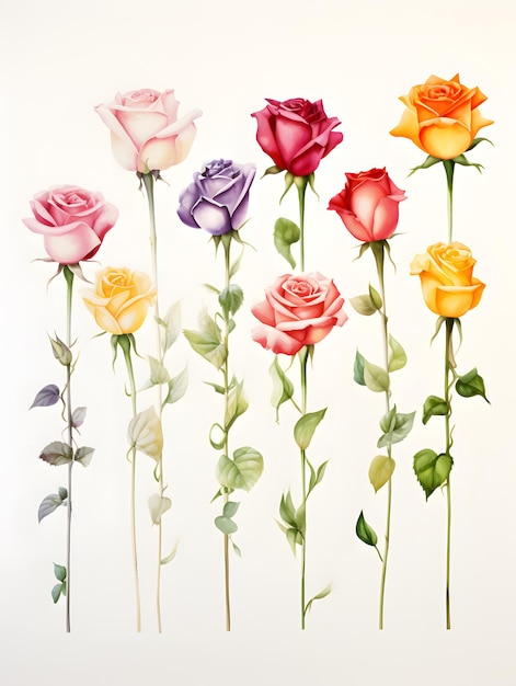 une peinture de roses de différentes couleurs avec le mot couleurs en bas