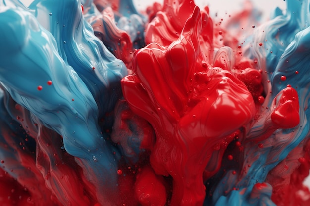 Peinture rouge et bleue dans un bol