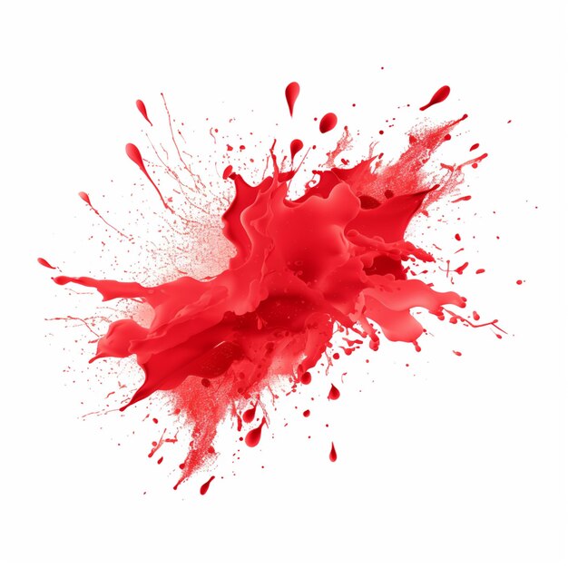 Peinture rouge effilée éclaboussée sur une surface blanche avec un fond blanc