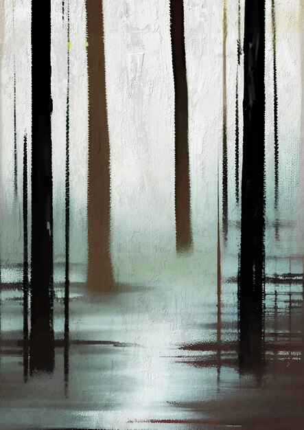Peinture rustique abstraite de forêt sombre