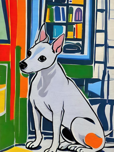 Photo peinture scandinave de chien art mural artistique