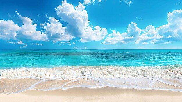 Photo une peinture d'une scène de plage avec l'océan et les nuages dans le ciel