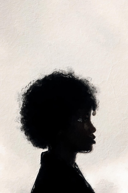 Peinture de silhouette de tête de femme dreadlockée