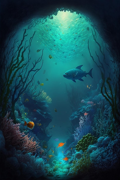 Peinture sous la mer par personne