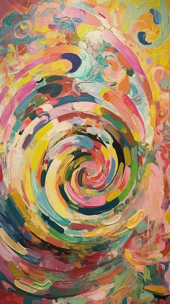 Une peinture d'une spirale avec le mot amour dessus