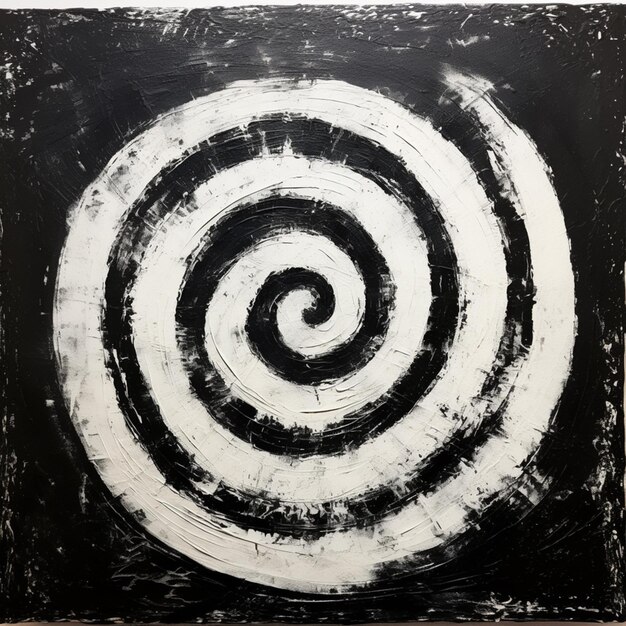 peinture d'une spirale noire et blanche avec un centre blanc IA générative